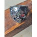 Steel ring: skull with red crystal, 62,1 mm Umfrag (19,8 mm Ø (10))
