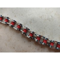 Steel bracelet: Motorcycle transmission chain. Red