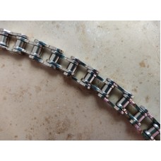 Steel bracelet: Motorcycle transmission chain. Silver color