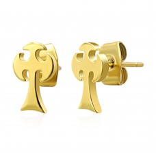 Steel earrings: small golden crosses