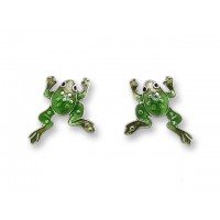 Zarah Californian Jewelry drop earrings silver plated and enamel. Small frogs
