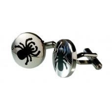 Steel cufflinks with spider, spiders, or black widow